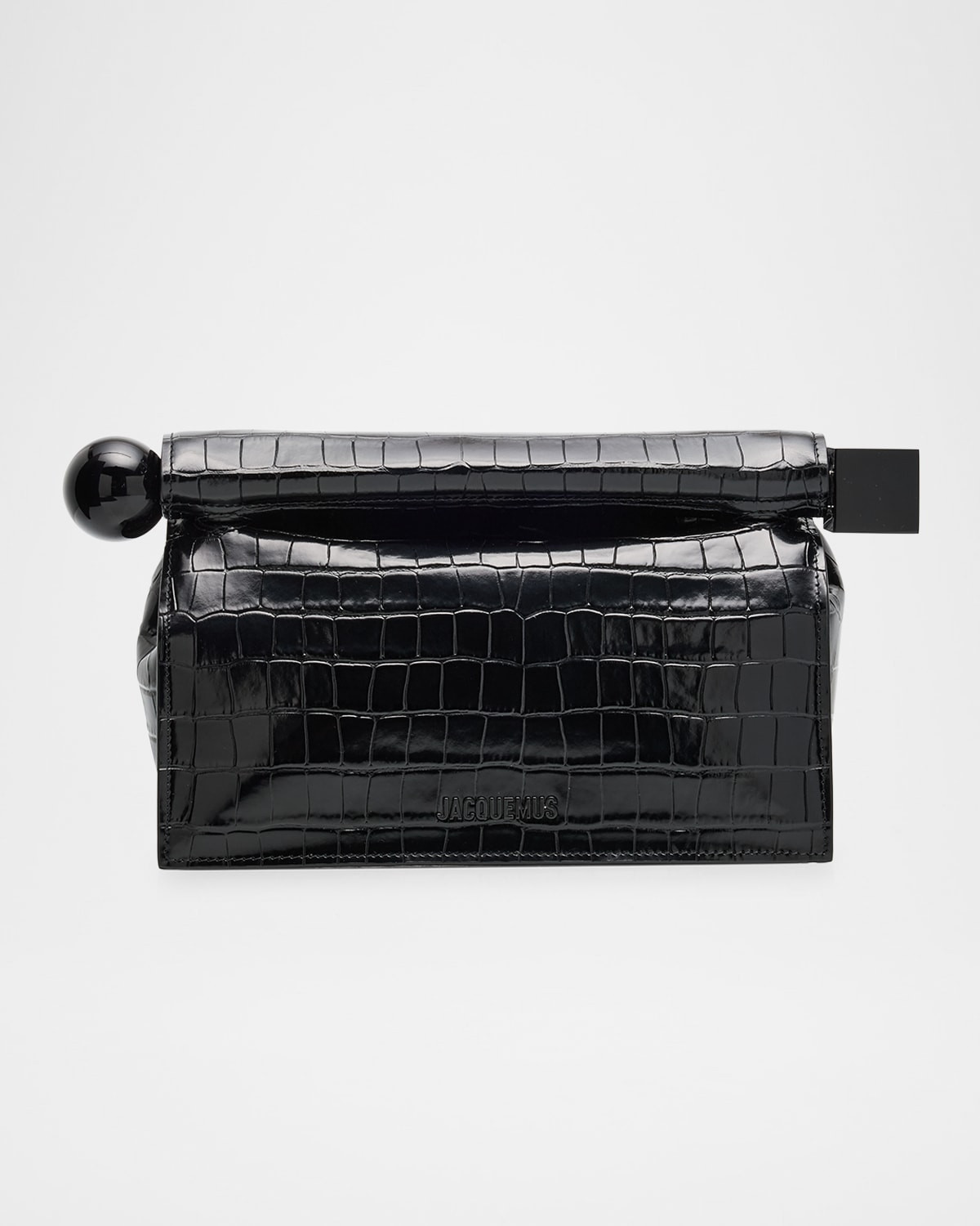 La Pochette Rond Croc-Embossed Clutch Bag | Neiman Marcus