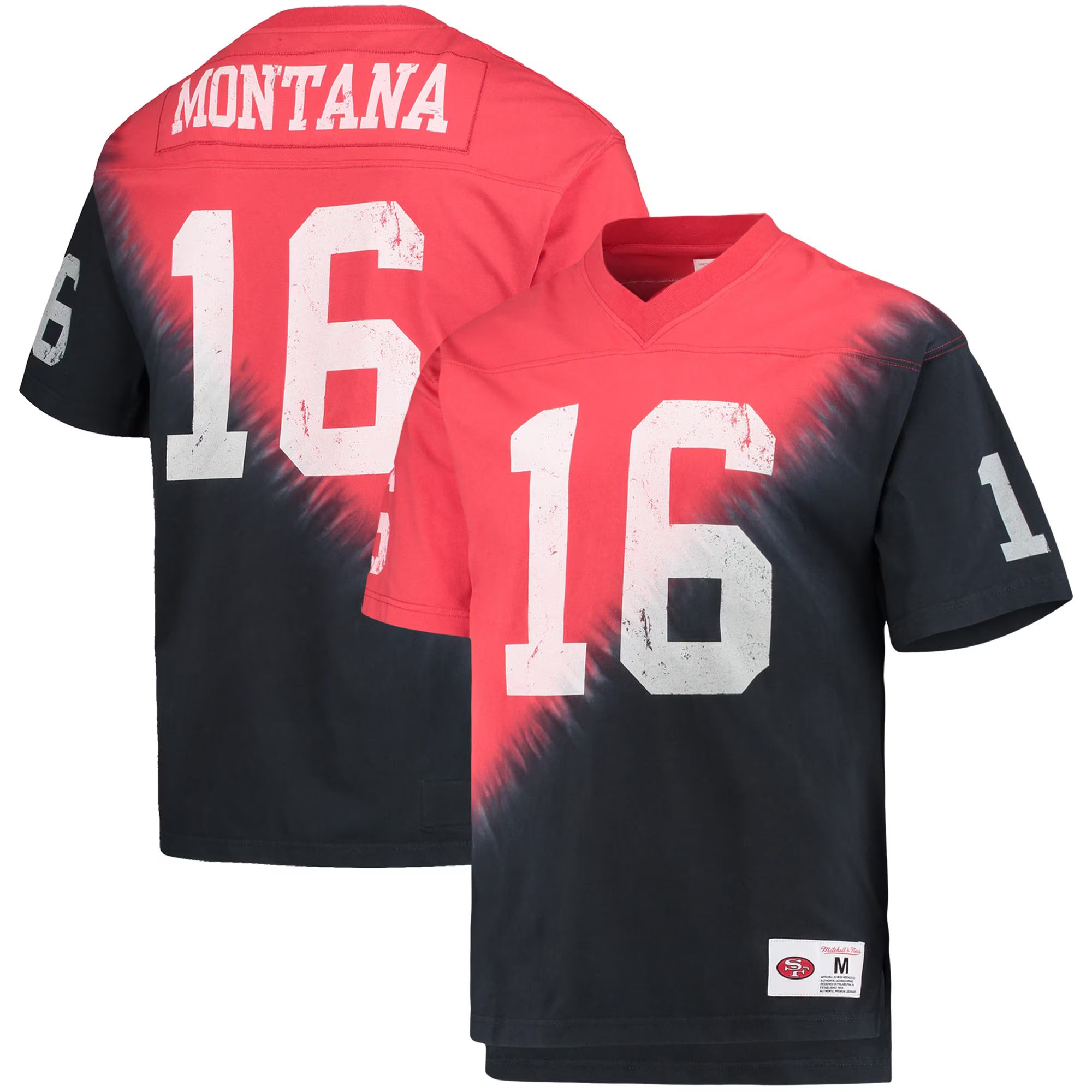 Joe Montana San Francisco 49ers Mitchell & Ness Retired Player Name & Number Diagonal Tie-Dye V-N... | Fanatics