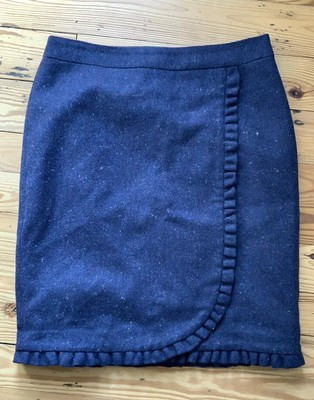 Talbots Wool blend Lined Pencil skirt faux wrap tweed Navy pink scallop edge 10 | eBay US