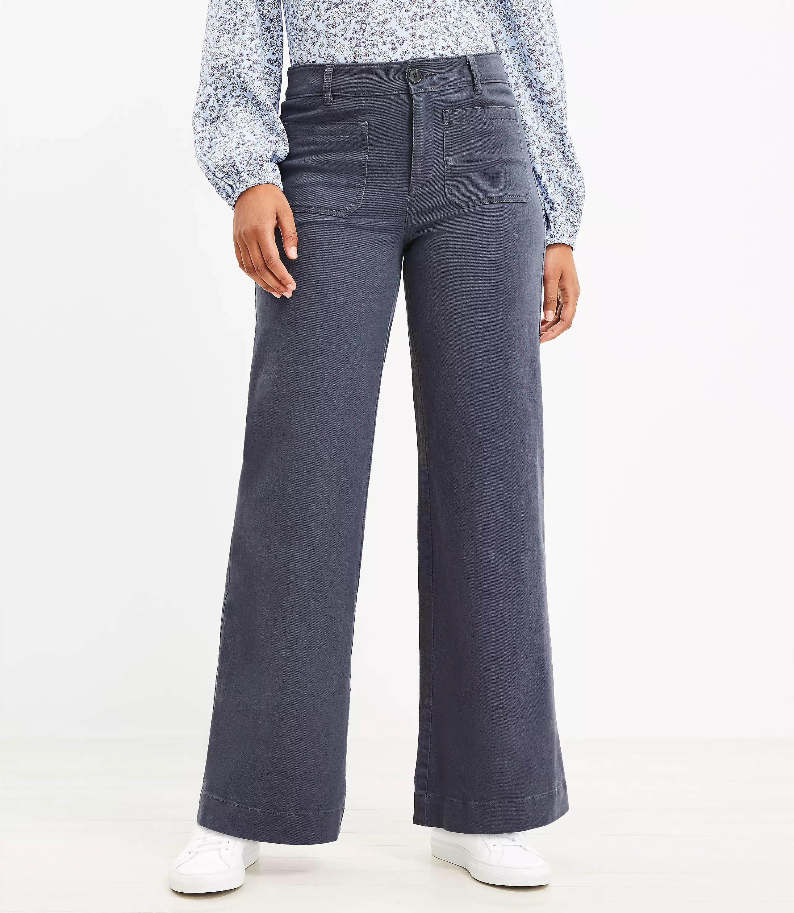 Palmer Wide Leg Pants in Twill | LOFT