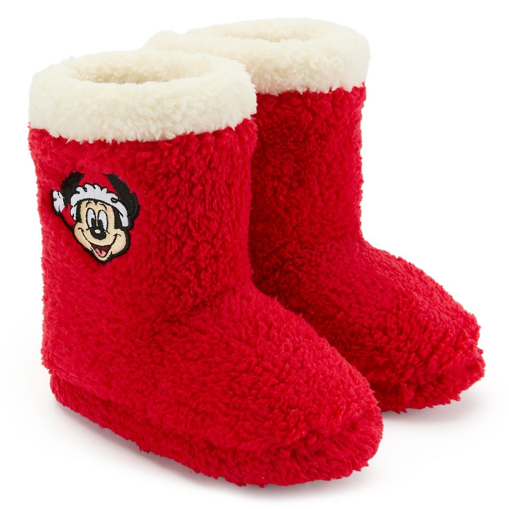 Santa Mickey Mouse Sherpa Holiday Slipper Boots for Kids | Disney Store