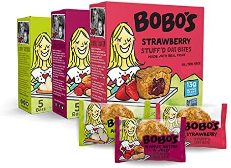 Bobo's Oat Bites Stuff'd Variety Pack (Strawberry, Peanut Butter & Jelly, and Apple Pie), Pack of 30 | Amazon (US)