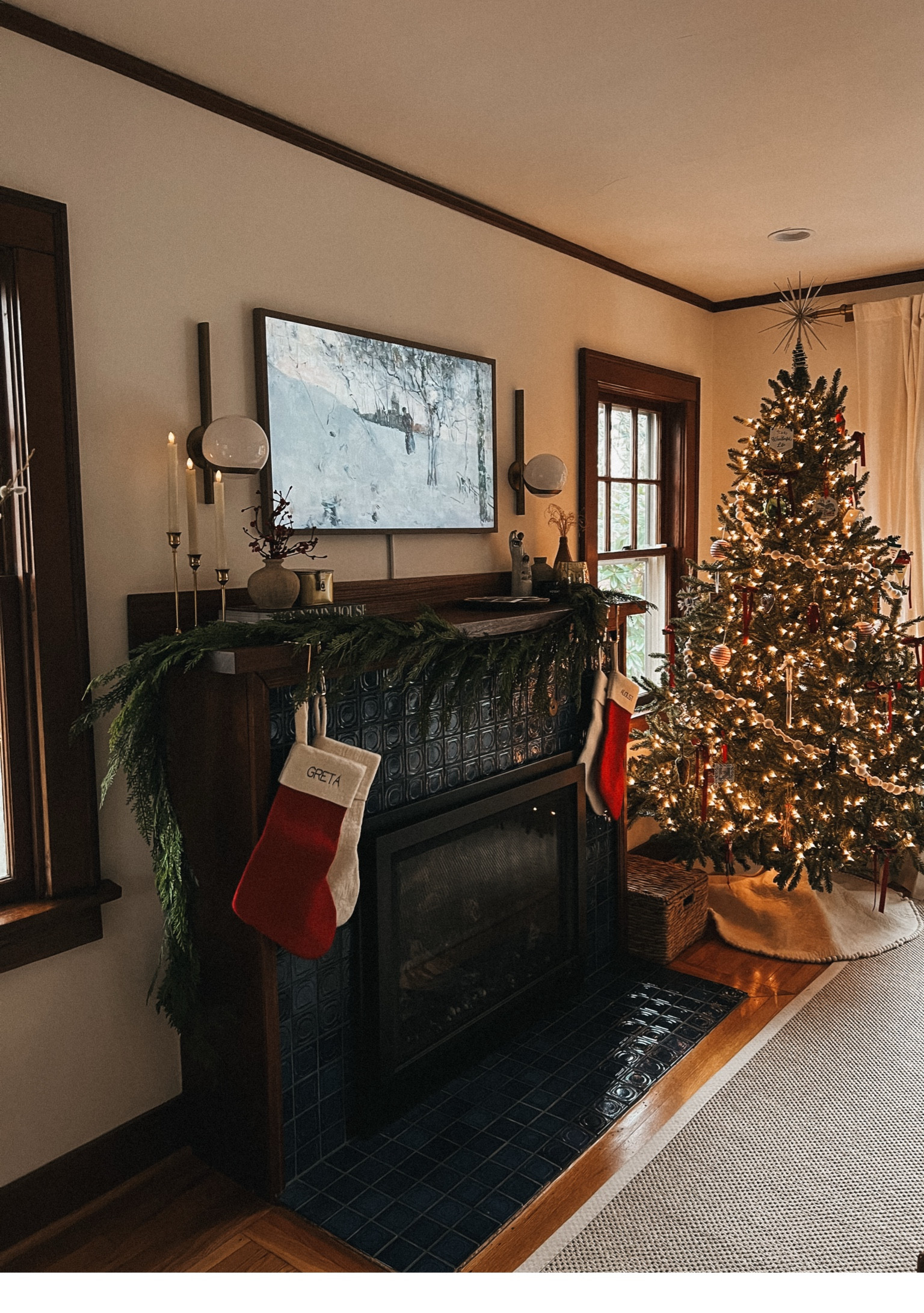 Tree is classic blue spruce from balsam hill. Living room Christmas decor, holiday design, Christmas tree, holiday lights, stockings 

#LTKHoliday #LTKHome #LTKSeasonal