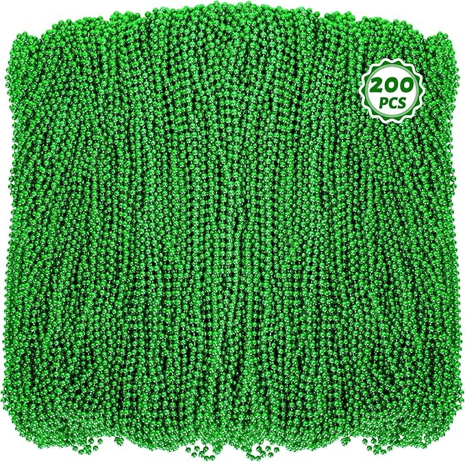 200 PCS Beaded Necklaces, 33" Mardi Gras Beads, St Patricks Day Bead Necklace, Green Accessories ... | Amazon (US)