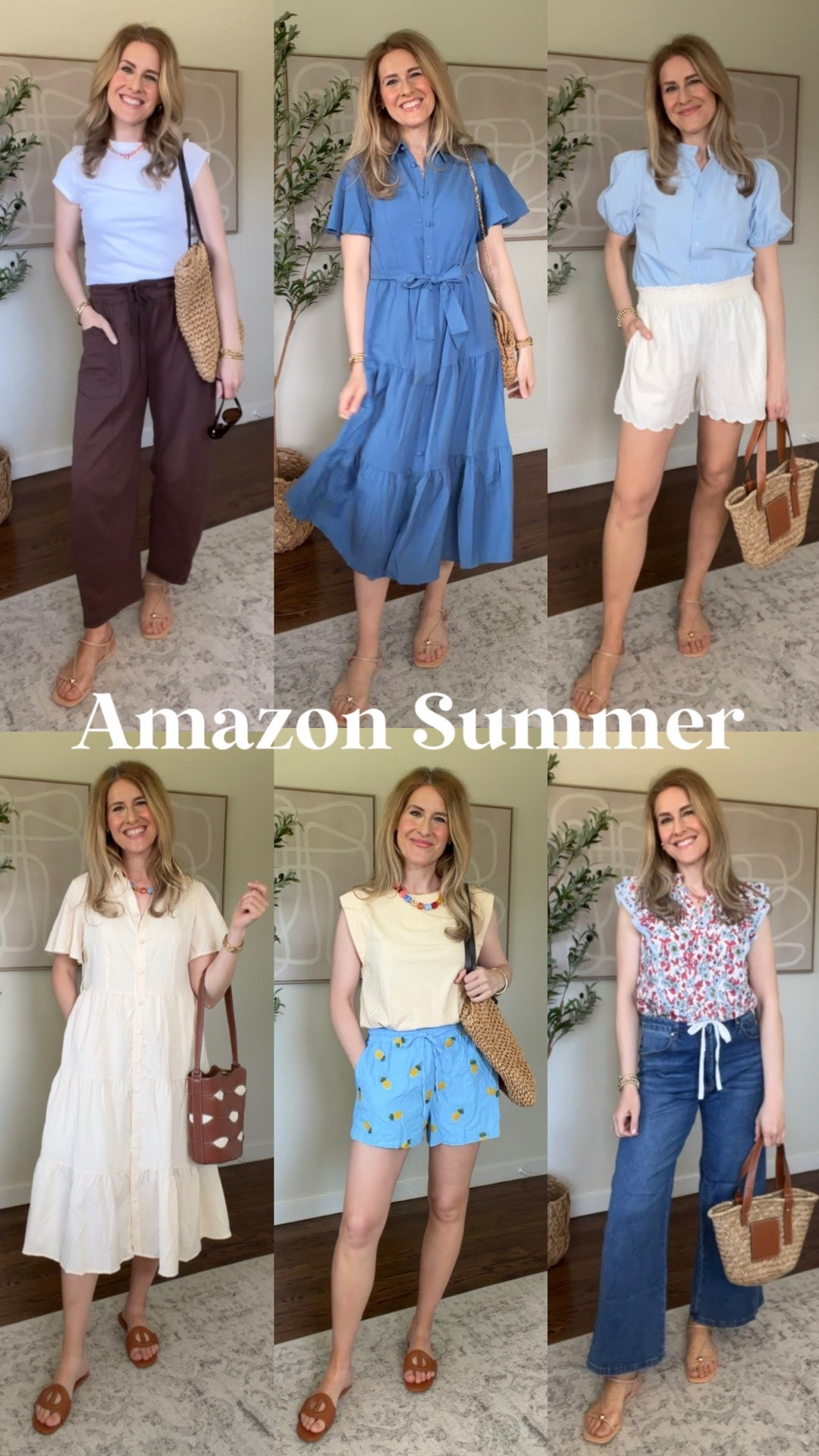 Amazon summer finds I’m loving! Many of these can transition to fall too. Pants tts small. Dresses fit tts, but I went up to medium. Blue top tts small. Yellow tank size up, I’m in a medium. Floral top tts small. Pineapple shorts are Walmart and I sized up to medium. Jeans tts. #amazonfashion

#LTKOver40