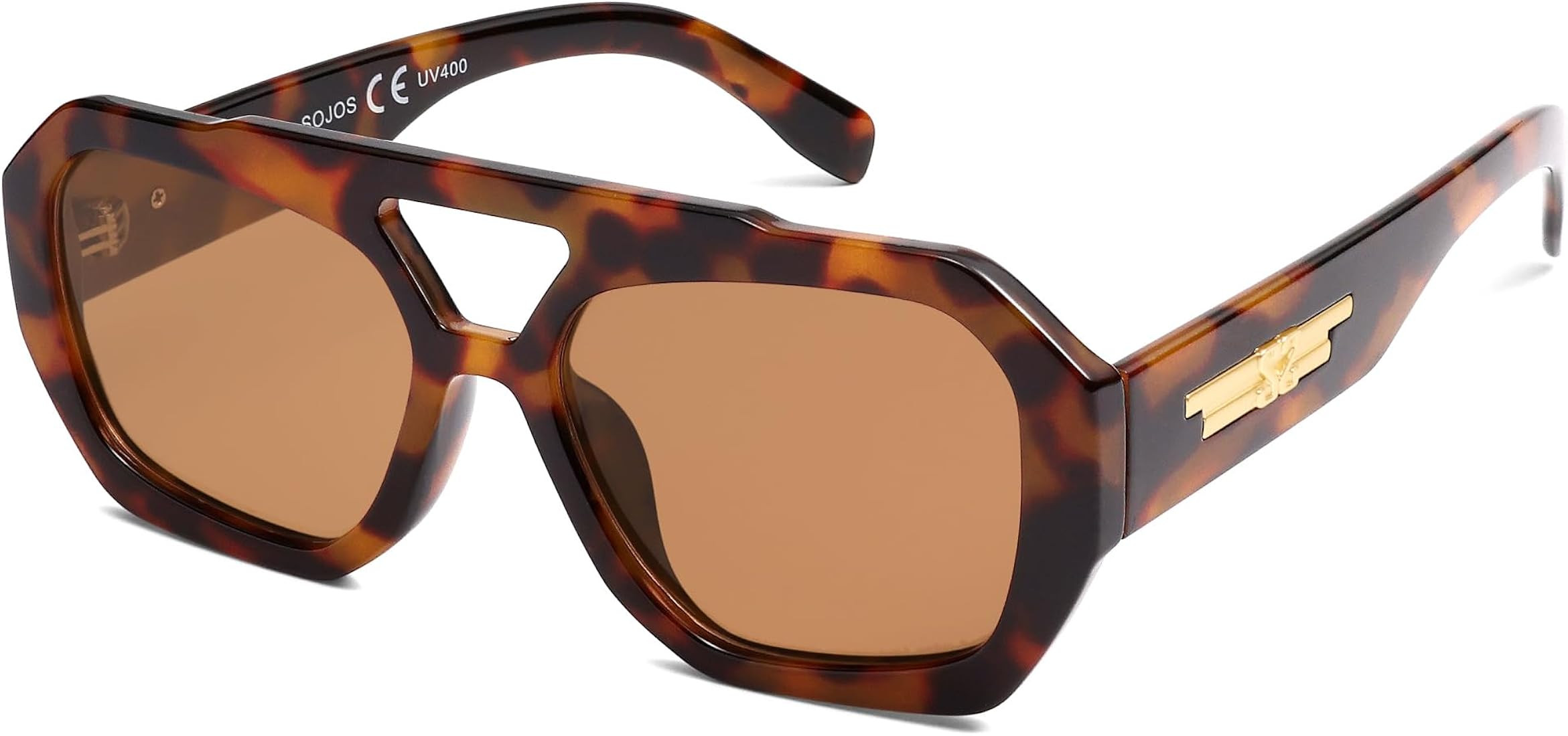 SOJOS Trendy Aviator Sunglasses for Womens Mens Polarized,Hexagonal Square Double Bridge Designer... | Amazon (US)