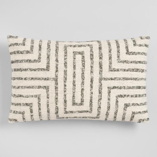 Oversized Gray Maze Square Lumbar Pillow | World Market