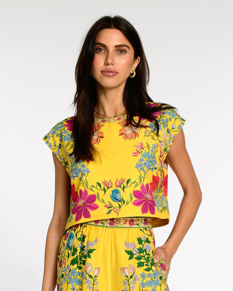 Jackie Top in Tapestry Yellow | Elizabeth James The Label