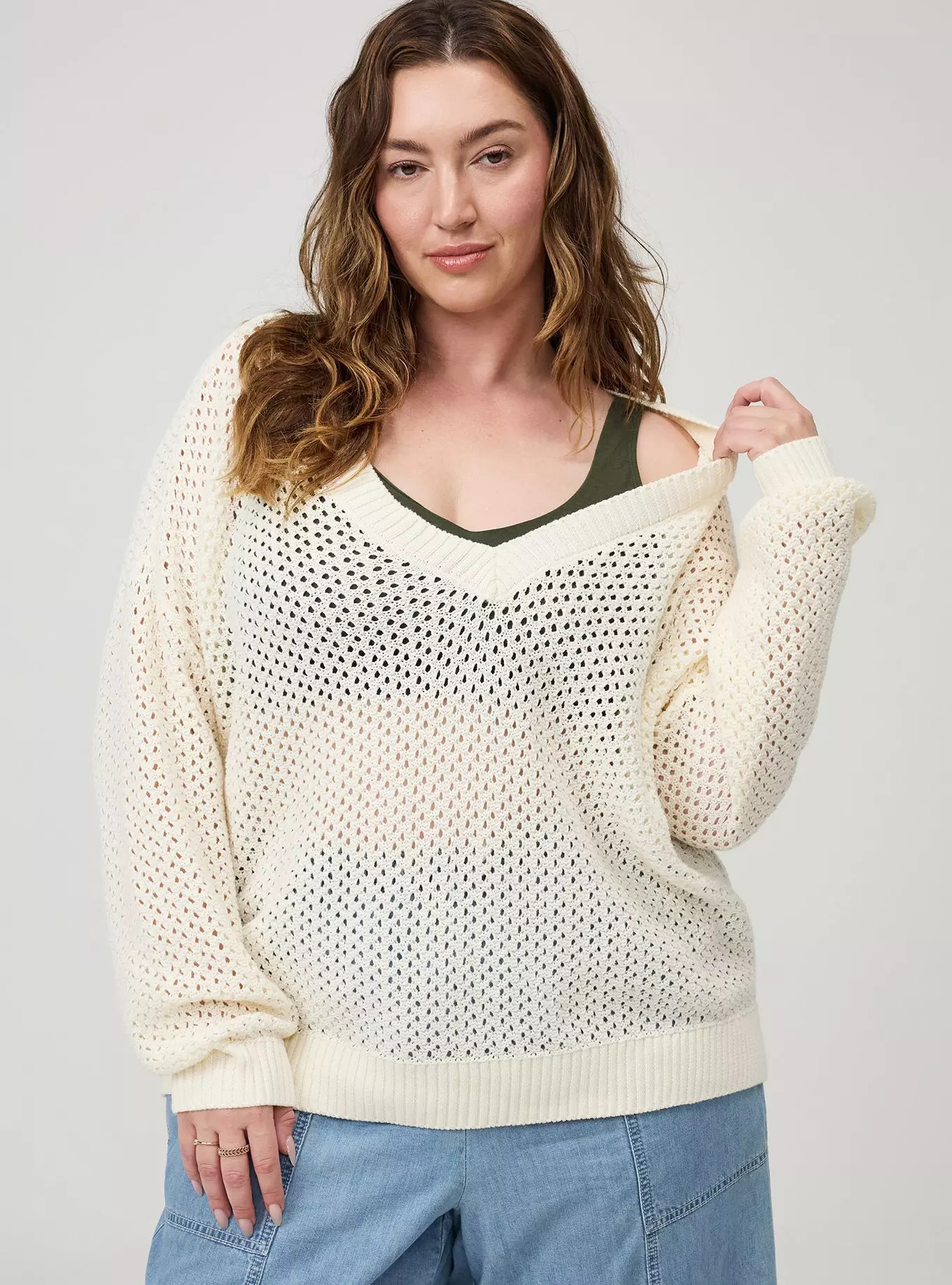 Open Stitch V-Neck Sweater | Torrid (US & Canada)