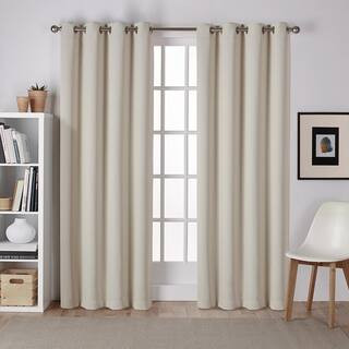 Sateen Linen Solid Woven Room Darkening Grommet Top Curtain, 52 in. W x 84 in. L (Set of 2) | The Home Depot