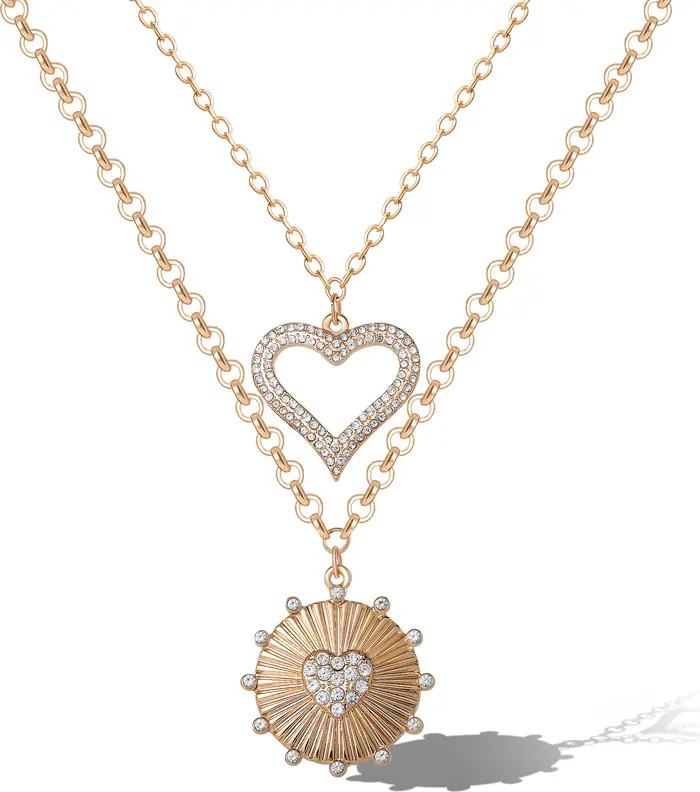 Gold-Tone Heart Necklace with Crystal Accents | Nordstrom