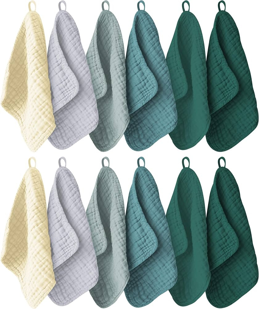 12 Pack Muslin Washcloths for Baby - 100% Cotton Baby Wash Cloths for or Baby Face Body Comfy and... | Amazon (US)