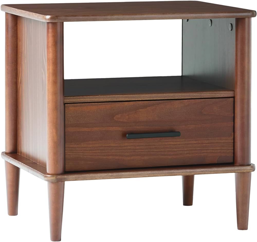 Walker Edison Leona Solid Wood Spindle 1-Drawer Nightstand, 20 Inch, Walnut | Amazon (US)