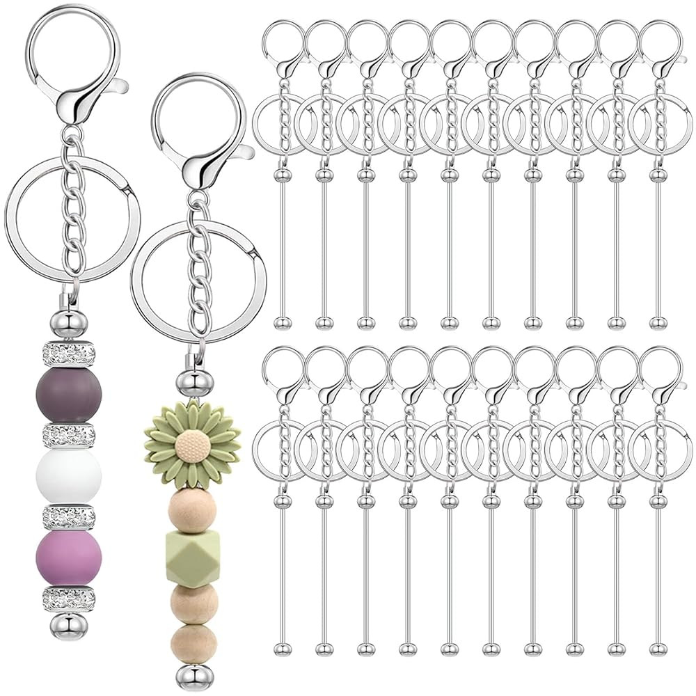 20/40/66pcs Beadable Keychain Bars Bulk Blank Creative Cute Keychains Bar for Beads Purse Keychai... | Amazon (US)