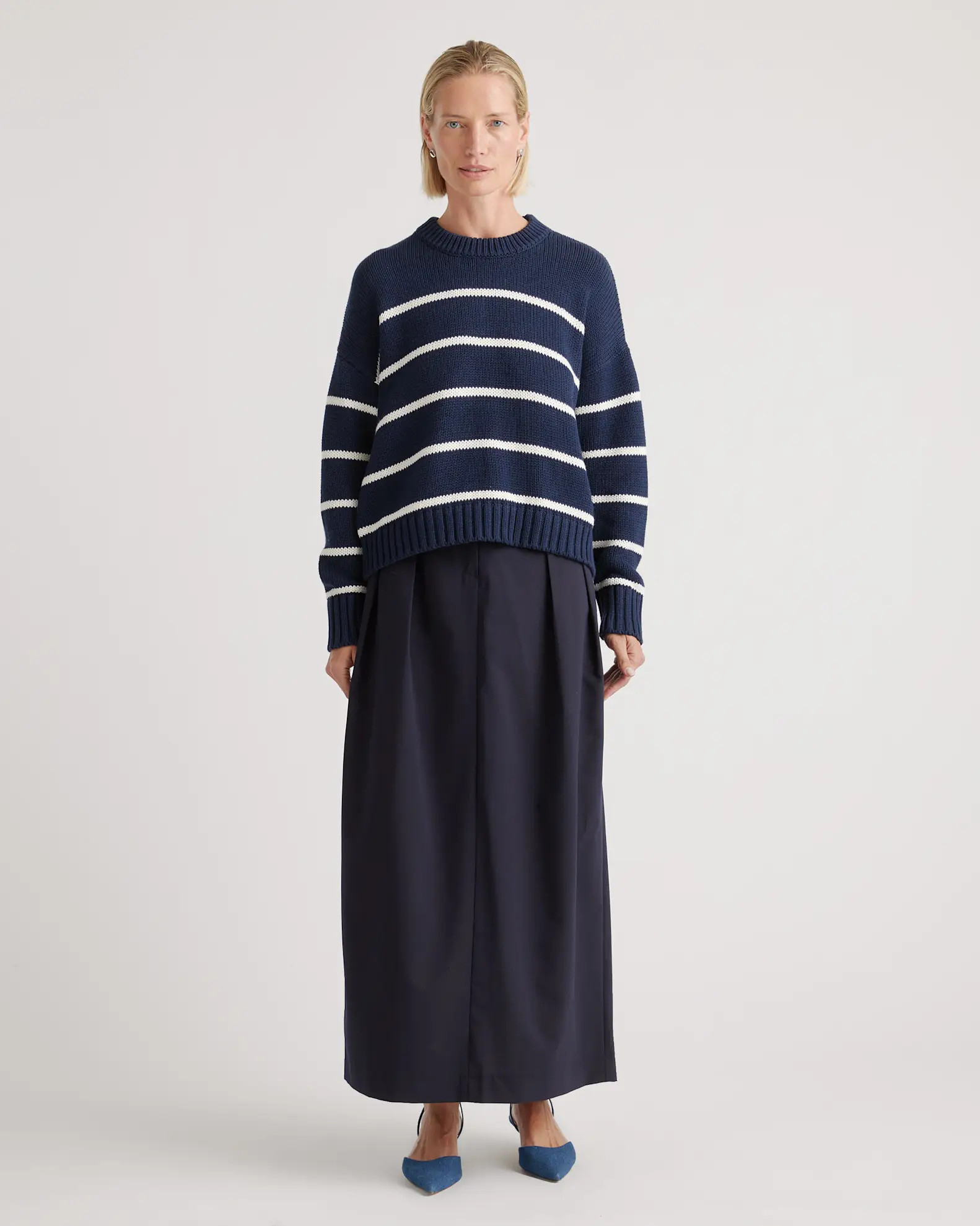 100% Organic Cotton Striped Crew Sweater | Quince