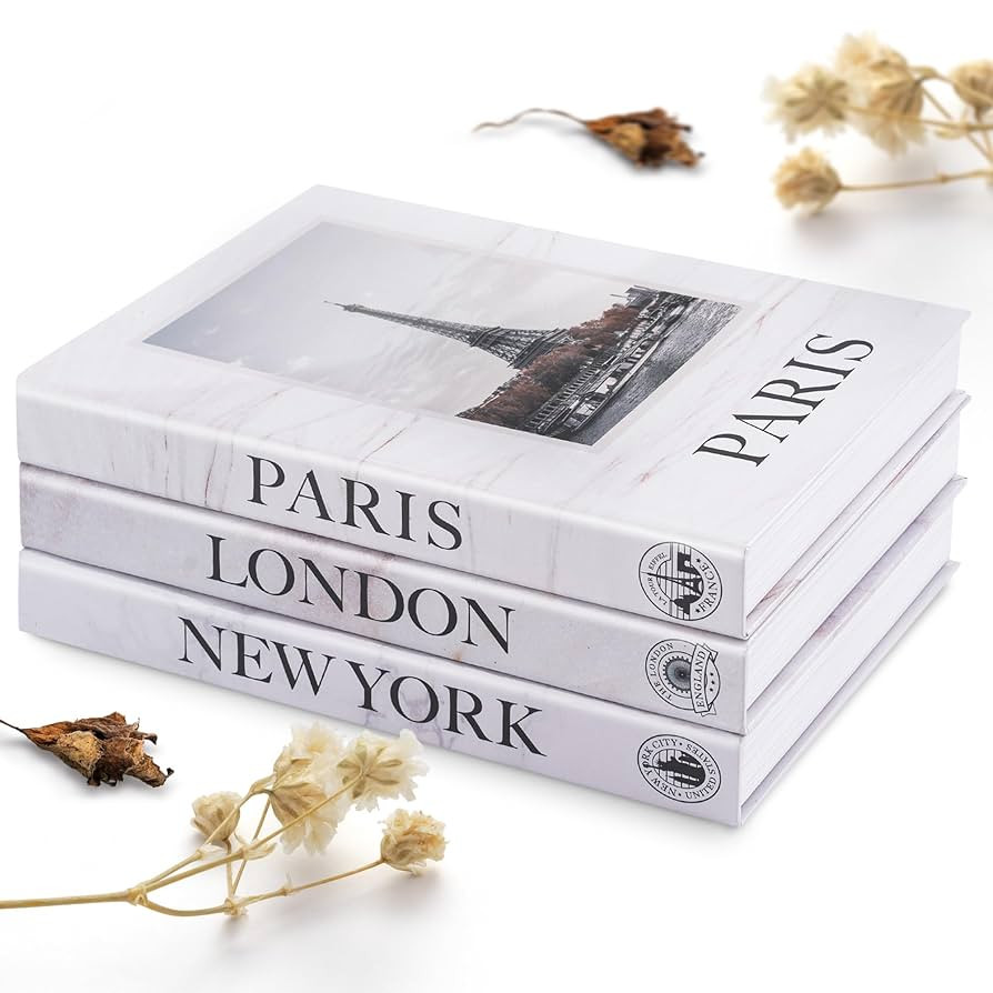 Fake Books for Decoration - Set of 3 Decorative Books for Home Decor (London/Paris/New York), Fau... | Amazon (US)