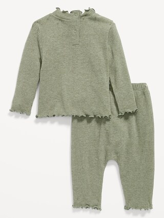 Plush-Knit Lettuce-Edge Top and Pants Set for Baby | Old Navy (US)