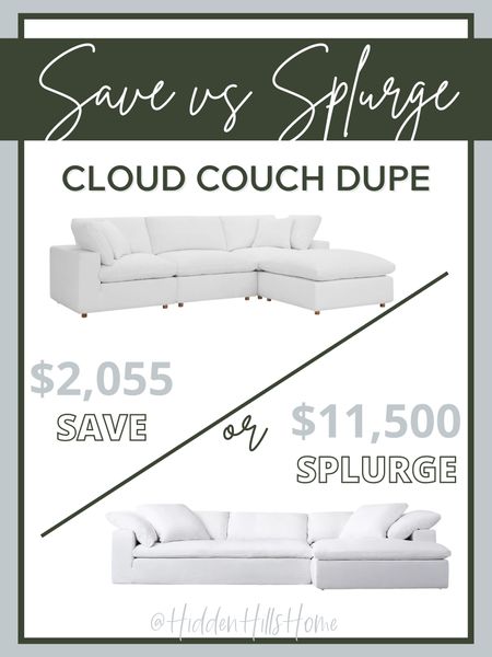 Cloud couch dupe, RH sofa dupe, save vs splurge home decor finds, cloud sofa #dupe #cloudcouch 

#LTKsalealert #LTKhome