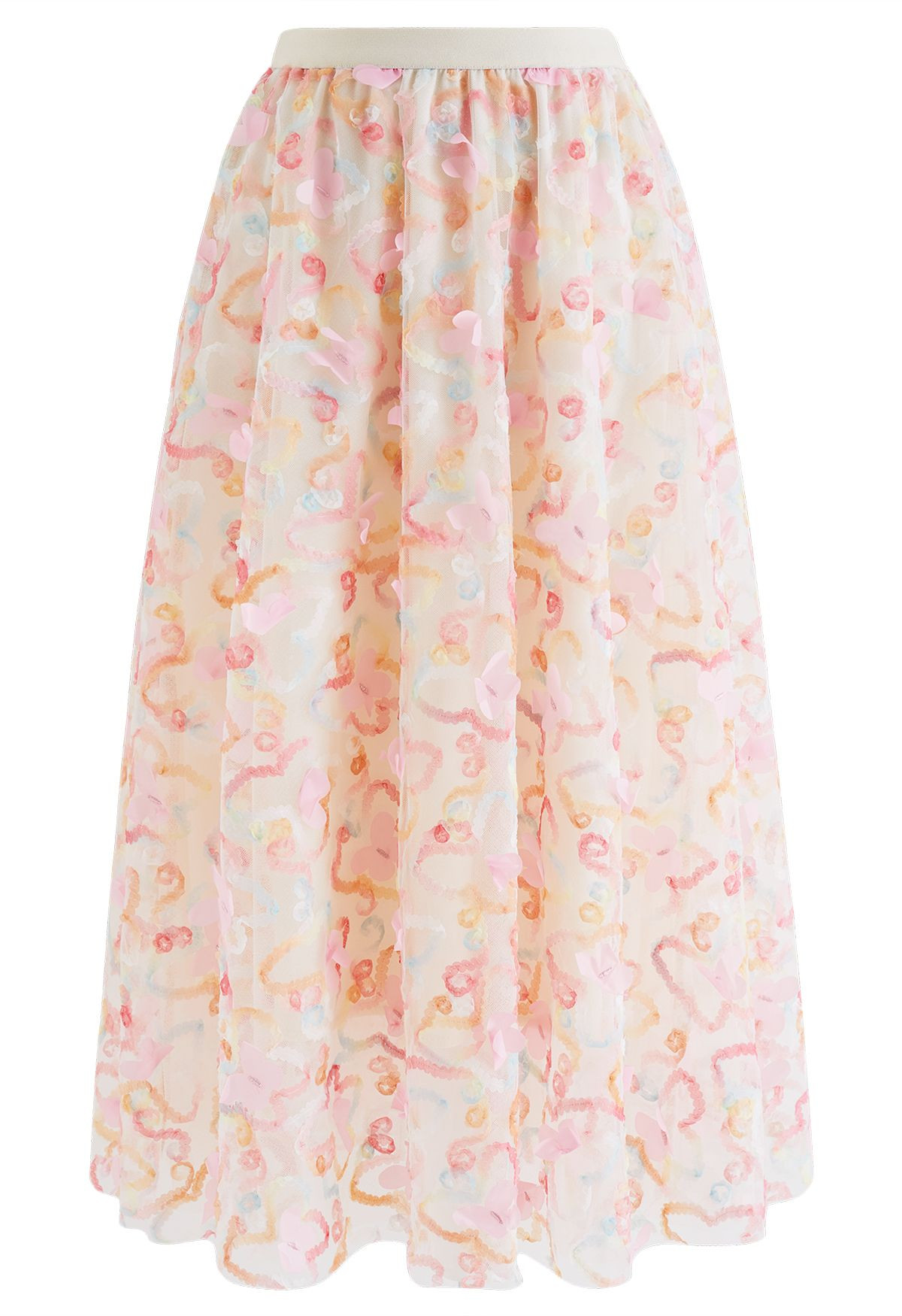 Lively Butterfly Mesh Tulle Skirt in Pink | Chicwish