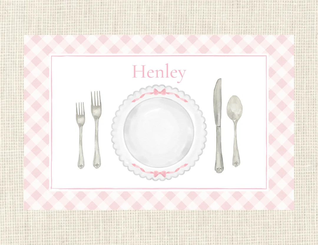 Personalized Place Setting Placemat / Gingham  / Dining / Formal / Heirloom | Etsy (US)