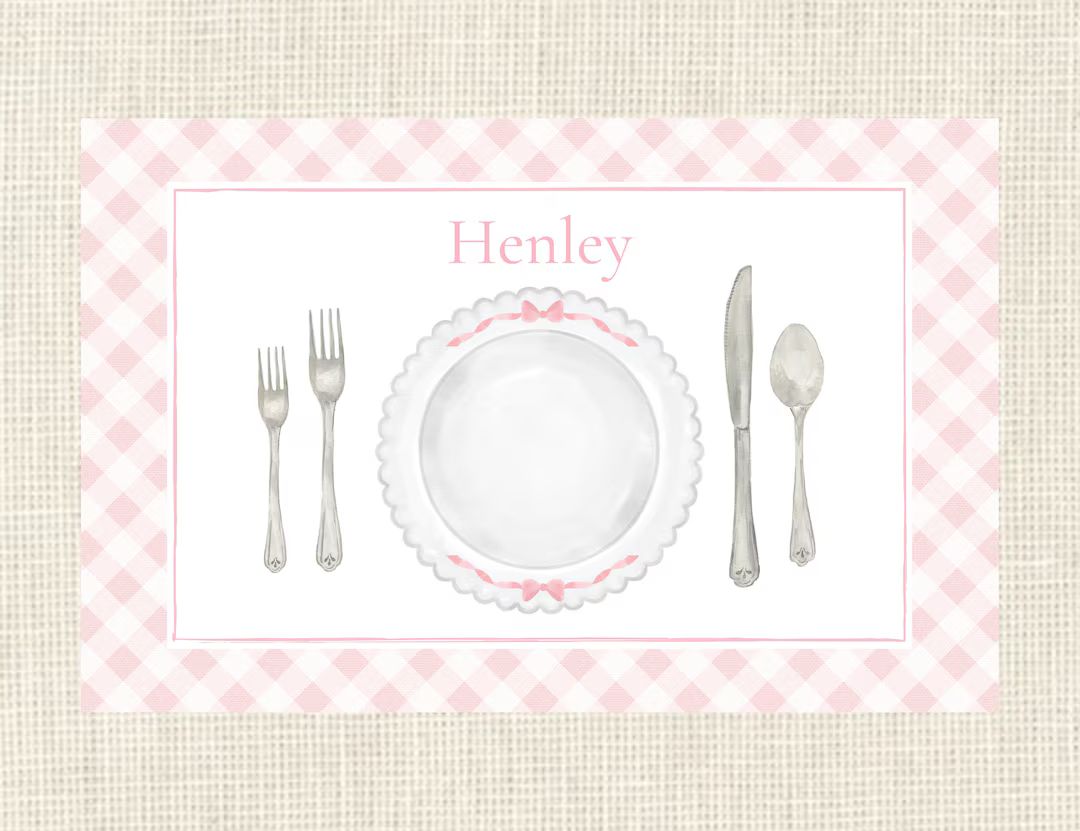 Personalized Place Setting Placemat / Gingham / Dining / - Etsy | Etsy (US)