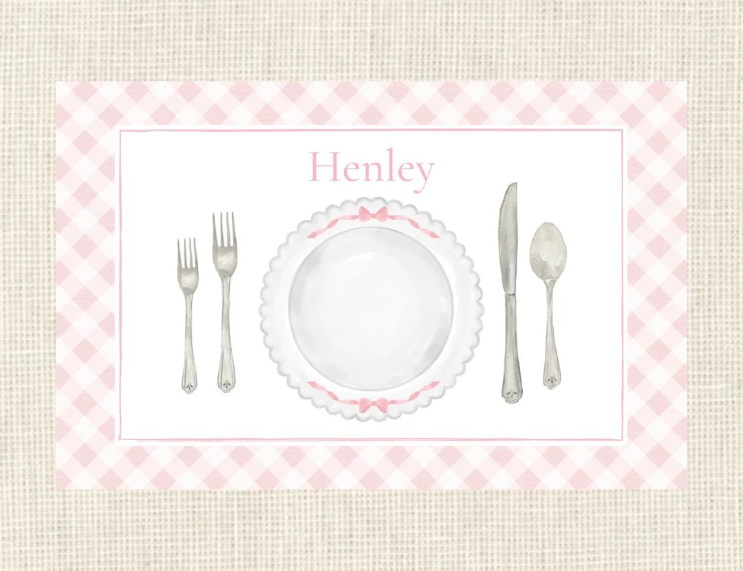 Personalized Place Setting Placemat / Gingham  / Dining / Formal / Heirloom | Etsy (US)