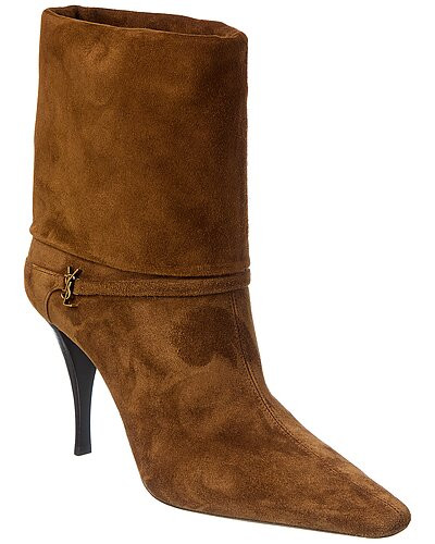 Saint Laurent Vicky 90 Suede Bootie | Gilt & Gilt City