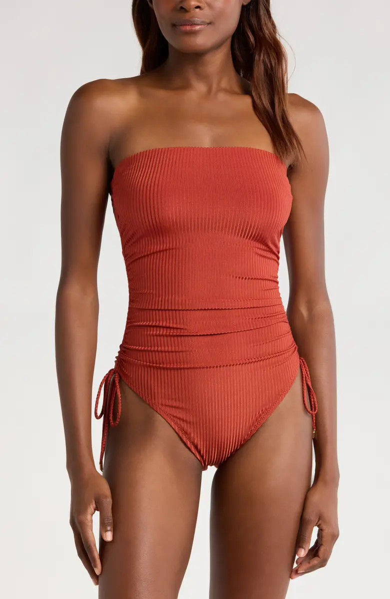 Angela Strapless Cinched One-Piece Swimsuit | Nordstrom
