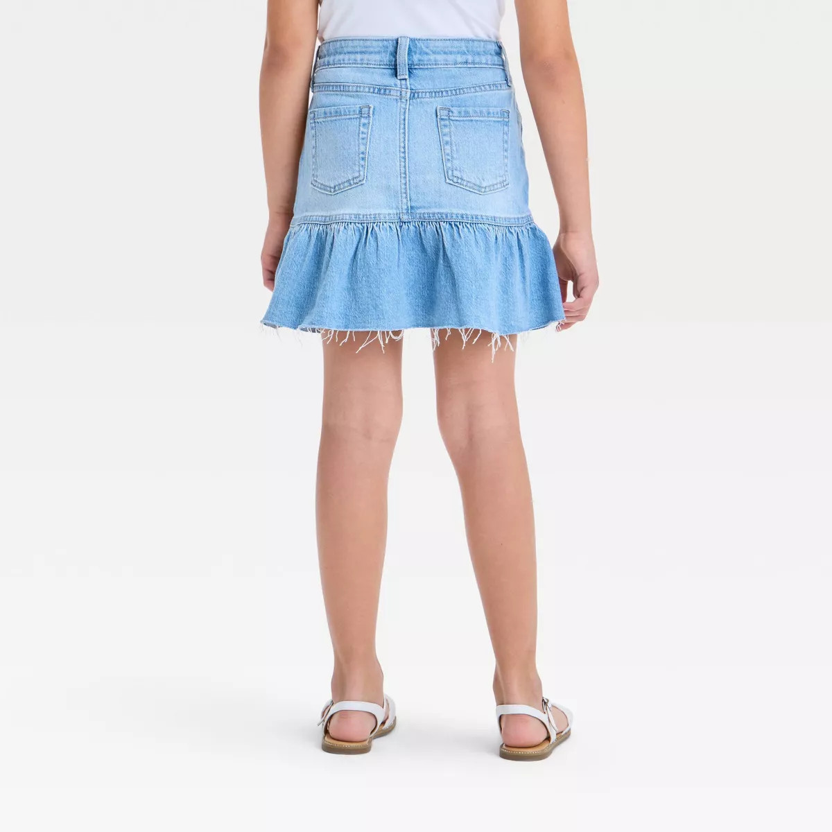 Girls' Ruffle Denim Skirt - Cat & Jack™ Light Wash | Target