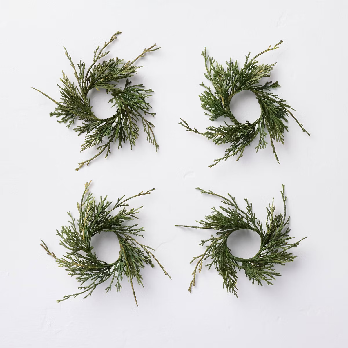 Faux Cypress Sprig Christmas Napkin Rings (Set of 4) - Hearth & Hand™ with Magnolia | Target