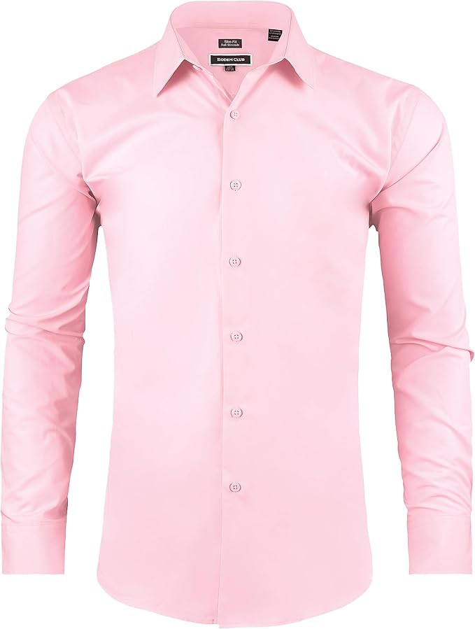Men's Dress Shirt Slim Fit Long Sleeve Full Stretch Wrinkle-Resistant Business Casual Solid Butto... | Amazon (US)
