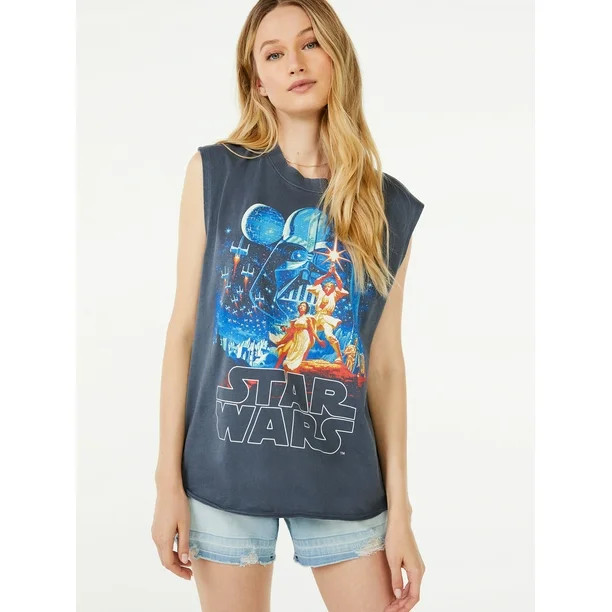 Scoop Women's Star Wars Graphic Sleeveless T-Shirt | Walmart (US)