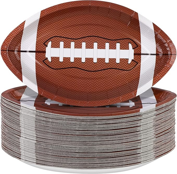 ADXCO 100 Pieces Football Shaped Disposable Paper Plates Football Party Plates Football Party Sup... | Amazon (US)