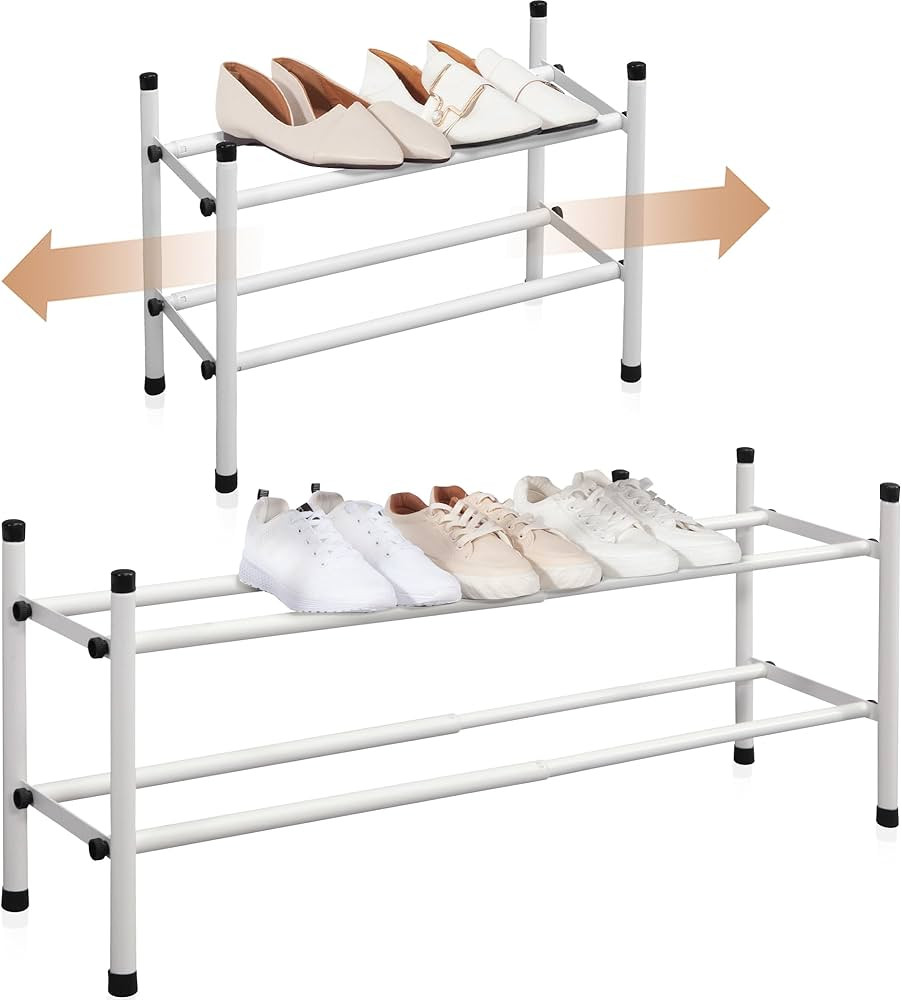 STORAGE MANIAC Expandable Shoe Rack, 8 Pairs Stackable Small Shoe Rack, Metal Adjustable Shoes Or... | Amazon (US)
