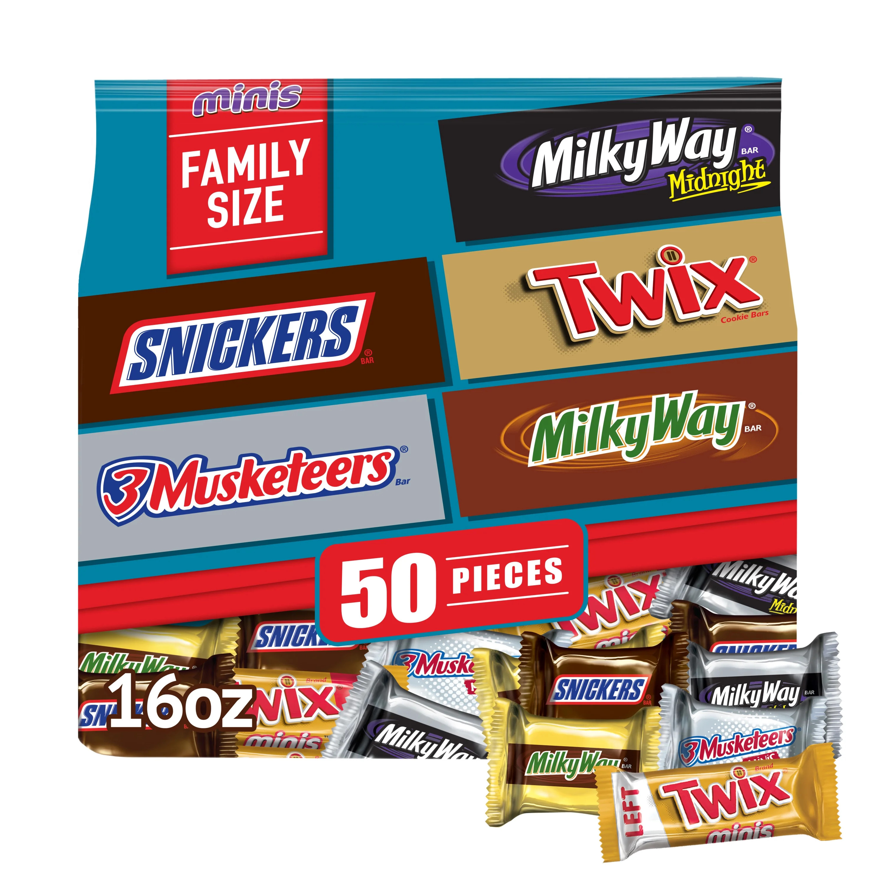 Snickers, Twix, Milky Way & More Assorted Chocolate Candy Bar - 50 Ct | Walmart (US)