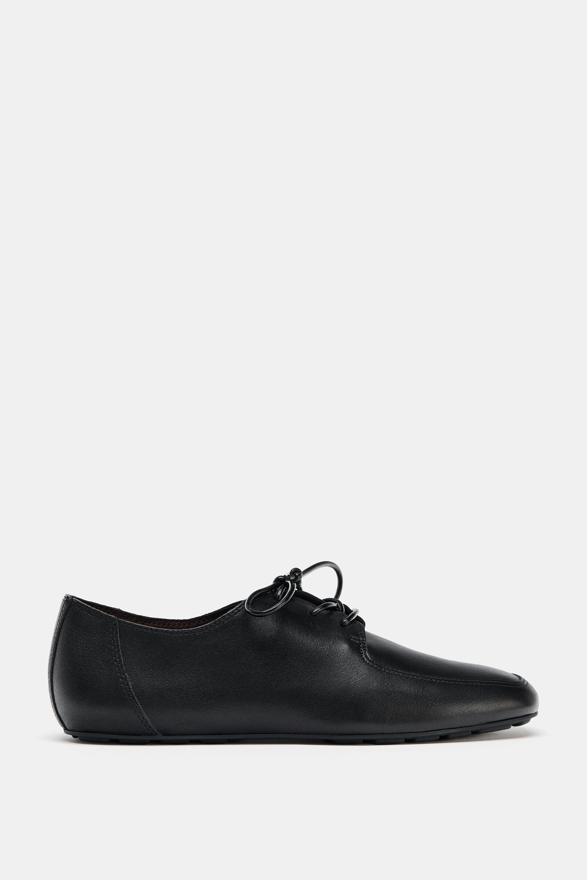 LOW HEEL LEATHER LACE-UP SHOES | Zara Canada