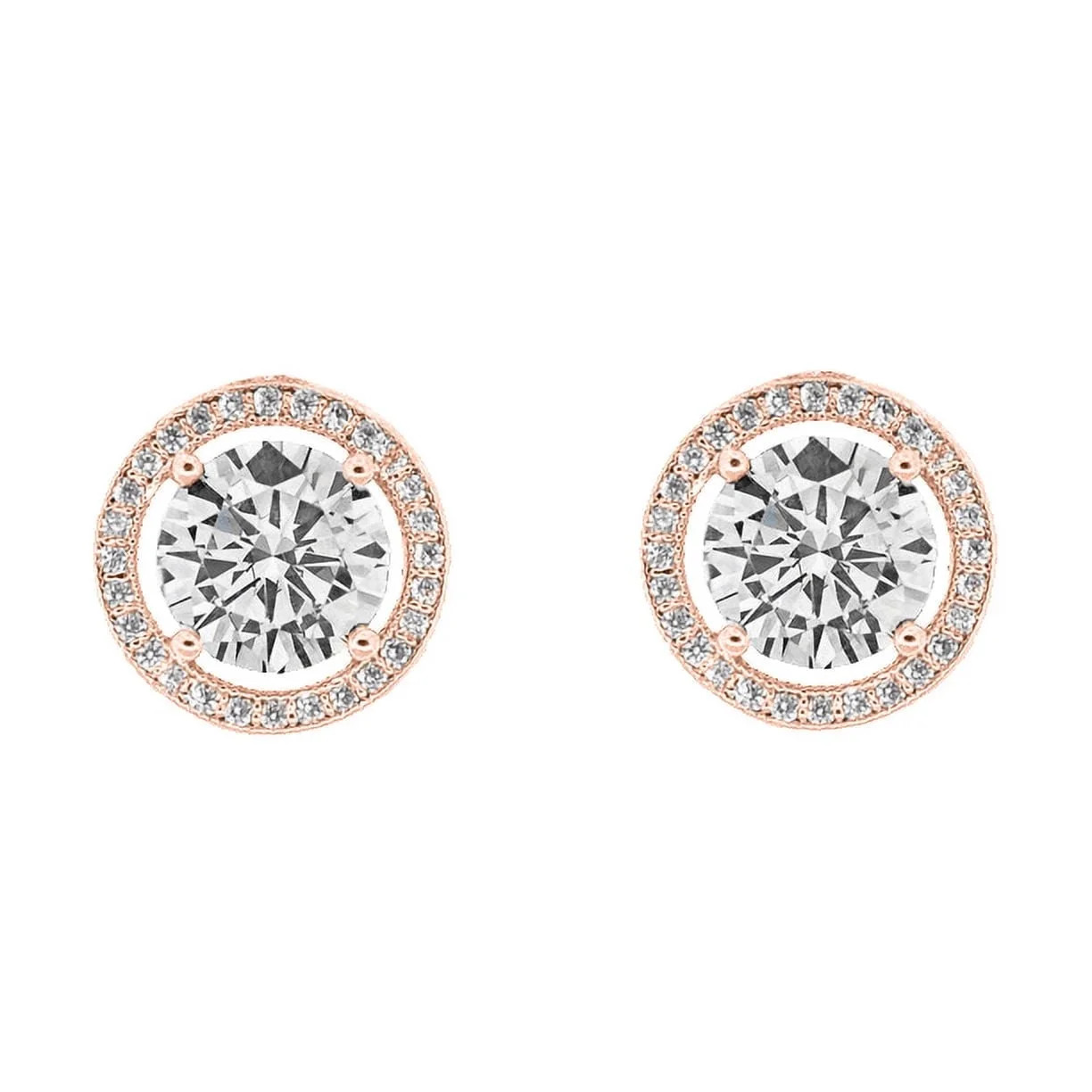 Cate & Chloe Ariel 18k Rose Gold Plated Halo Stud Earrings | CZ Crystal Earrings for Women, Gift ... | Walmart (US)