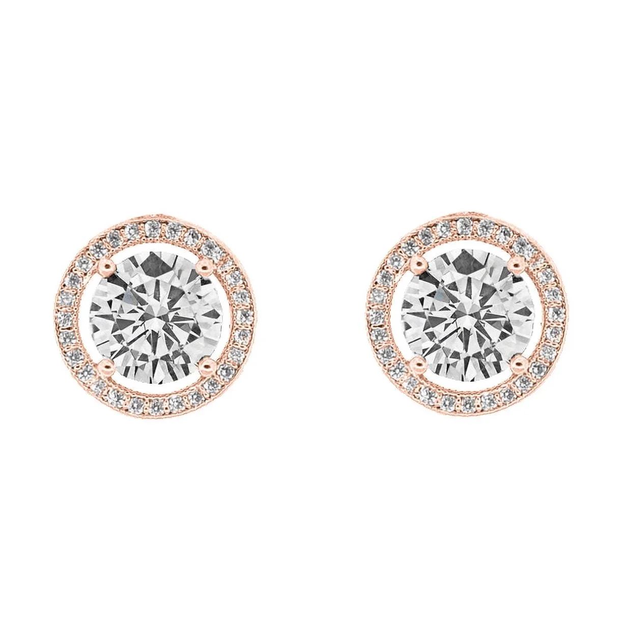 Cate & Chloe Ariel 18k Rose Gold Plated Halo Stud Earrings | CZ Crystal Earrings for Women, Gift ... | Walmart (US)