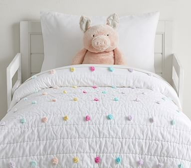 Bright Pom Pom Toddler Quilt | Pottery Barn Kids