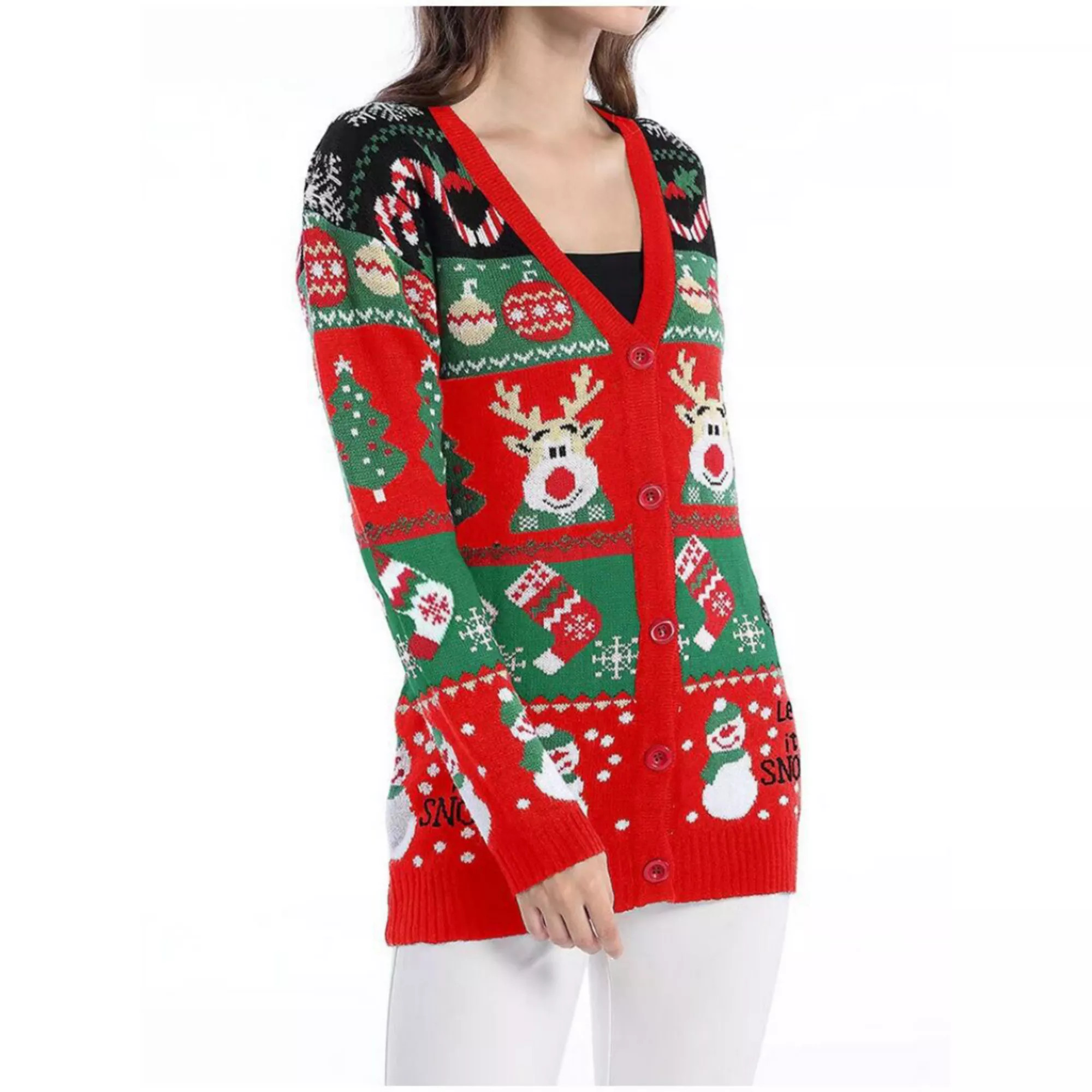 Women's Ugly Christmas Cute Sweater Caidigans Knitted Long Sleeve Open Front Pullover Sweater | Kohl's
