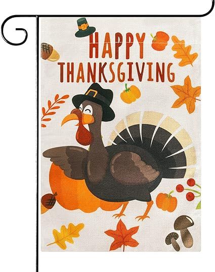 Fall Garden Flag, Thanksgiving Garden Flags, with Turkey Maple Leaves Acorn Thanksgiving Decorati... | Amazon (US)