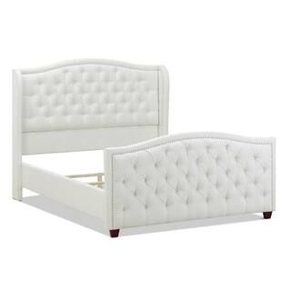 Jennifer Taylor Marcella Antique White Queen Upholstered Bed 52130-3-879-2 | The Home Depot