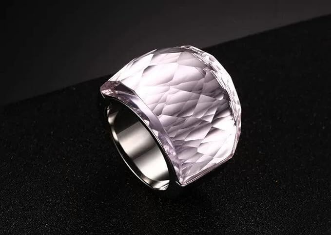 Razered Fashion Large Rings For Women Wedding Jewelry Big Crystal Stone Ring Stainless Steel | Amazon (US)