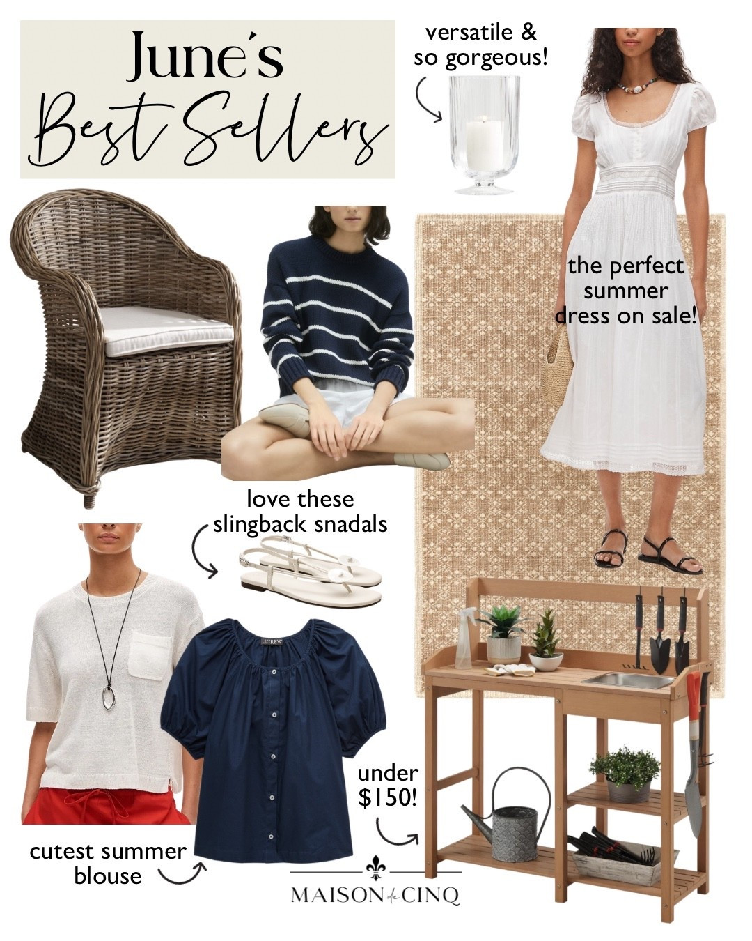 Last month’s best sellers include the prettiest summer dress 30% off, highly rated potting bench under $150, summer tops, my outdoor wicker dining chairs, and more!

Home decor, outdoor decor, outdoor furniture, sweater, area rug, summer sandals

#LTKSeasonal #LTKHome #LTKSaleAlert