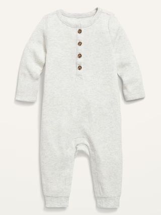 Unisex Thermal-Knit Long-Sleeve Henley One-Piece for Baby | Old Navy (US)