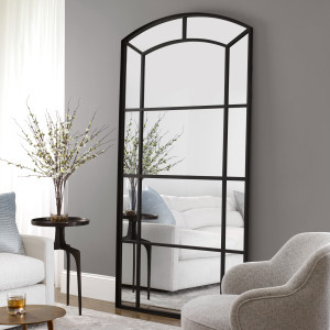 Arched Frame Oversized Wall Mirror - 81.75" - Black | Christmas Central