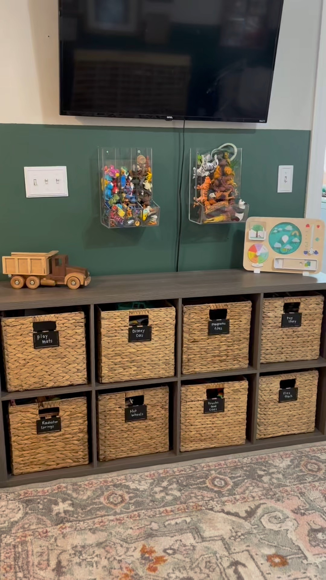 Linking some similar acrylic storage options and all of our other play room organization 