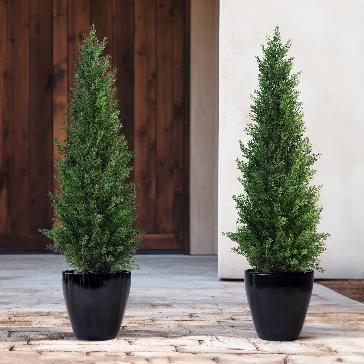 Adcock Faux Cedar in Pot, Fake UV Rated Potted Tree, Faux Green Plant, Fake Tree for Home Décor | Wayfair North America