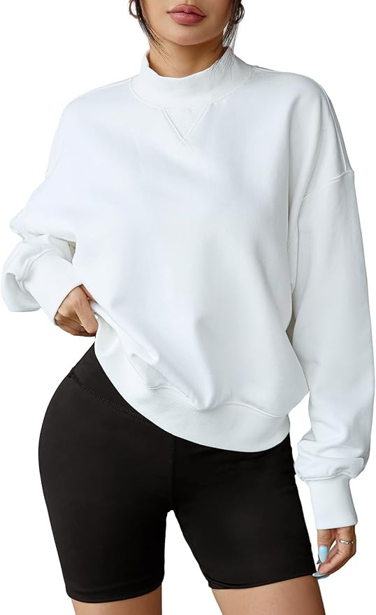 DittyandVibe Women's Cropped Loose Sweatshirt Mock Neck Casual Pullover Top | Amazon (US)