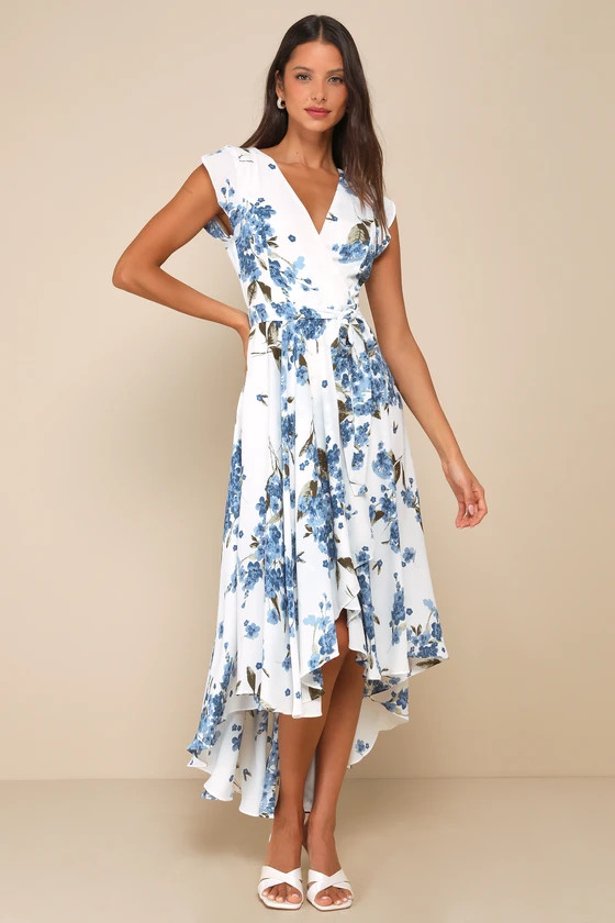 French Countryside White Floral Print High-Low Dress | Lulus